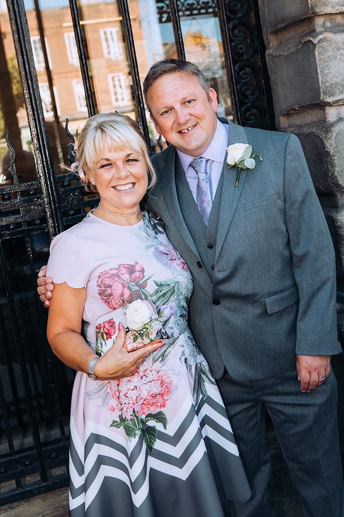 Bestman and partner outside Morpeth Town Hall