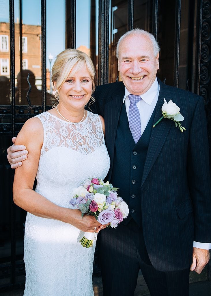 Bride & Father of the Bride outside of Morpeth Town Hall