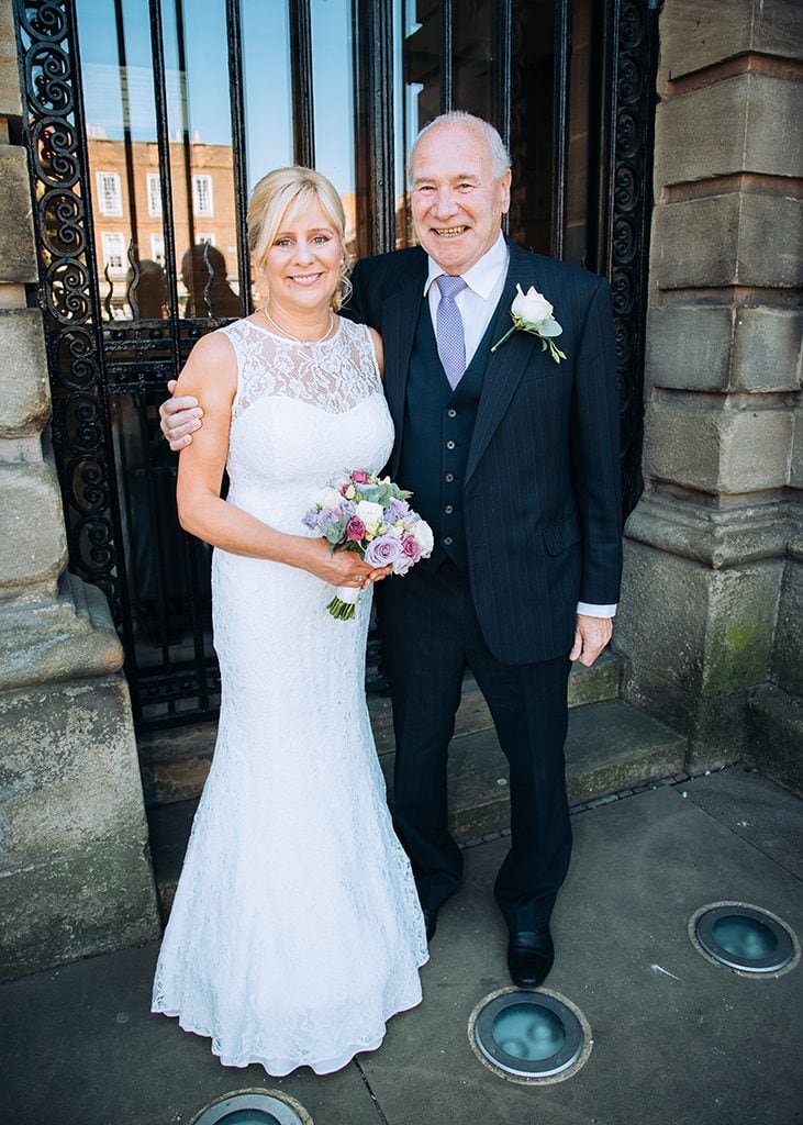 Bride & Father of the Bride outside of Morpeth Town Hall
