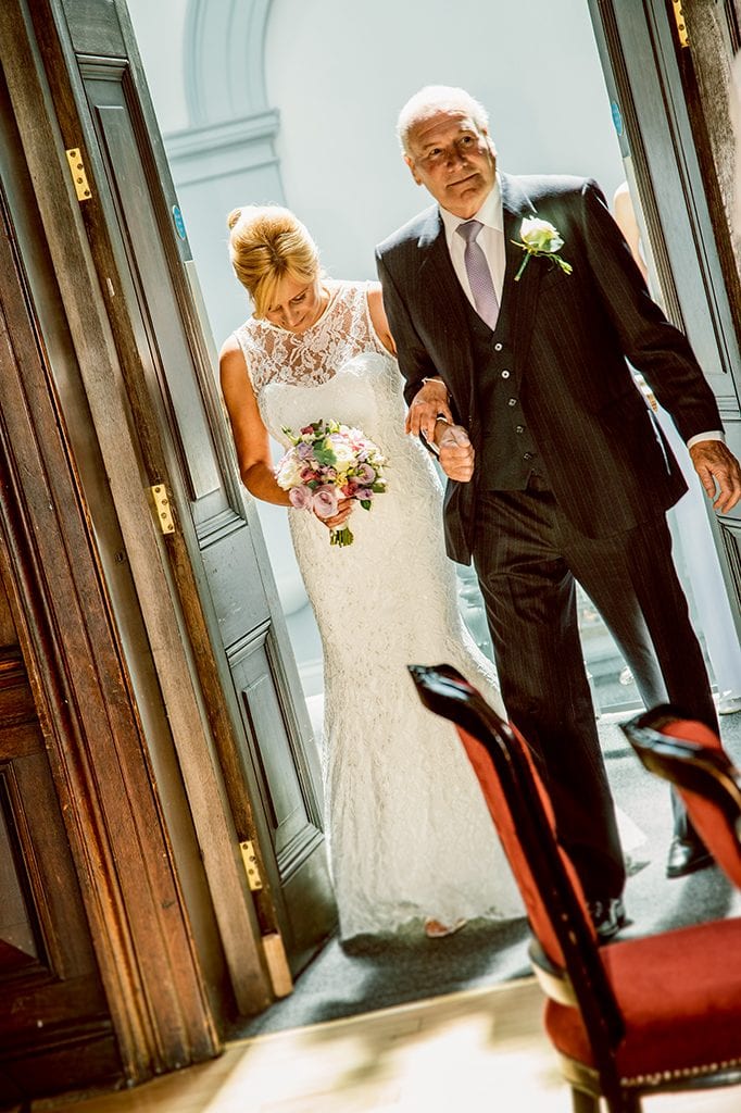 Bride & Father entering Ballrom at Morpeth Registry