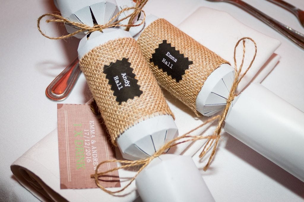 Christmas Crackers with the Bride & Groom name on them