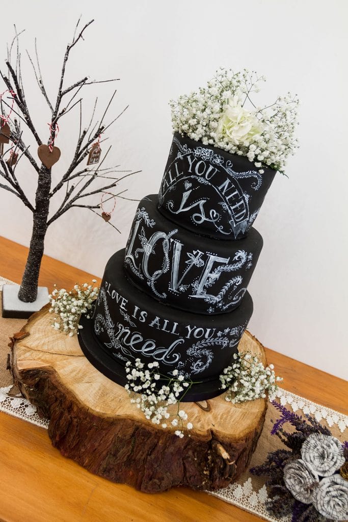 Black icing wedding cake