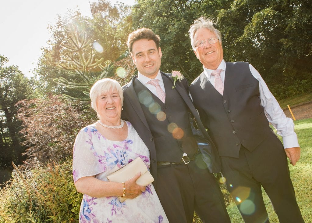 Groom with his parents at Linden Hall Northumberland