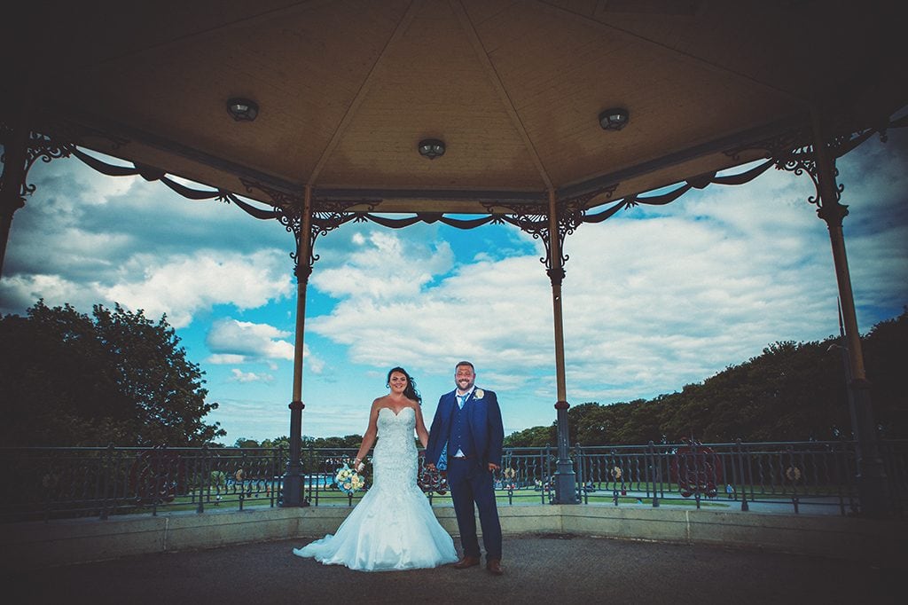 Bride & Groom under the Band Stand at Marine Park in South Shields