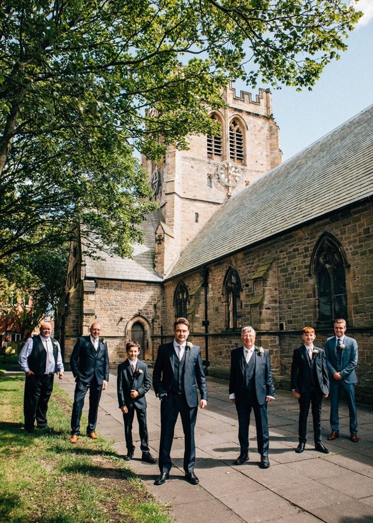 Lads lined up outside at St. Cuthberts Church in Blyth, Northumberland