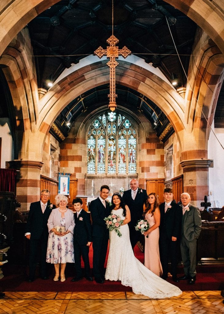 Bridal Party on the alter of St Cuthberts Church in Blyth