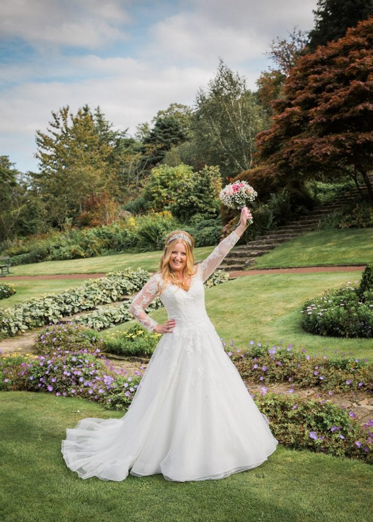 The bride at Carlisle Park in Morpeth, Northumberland