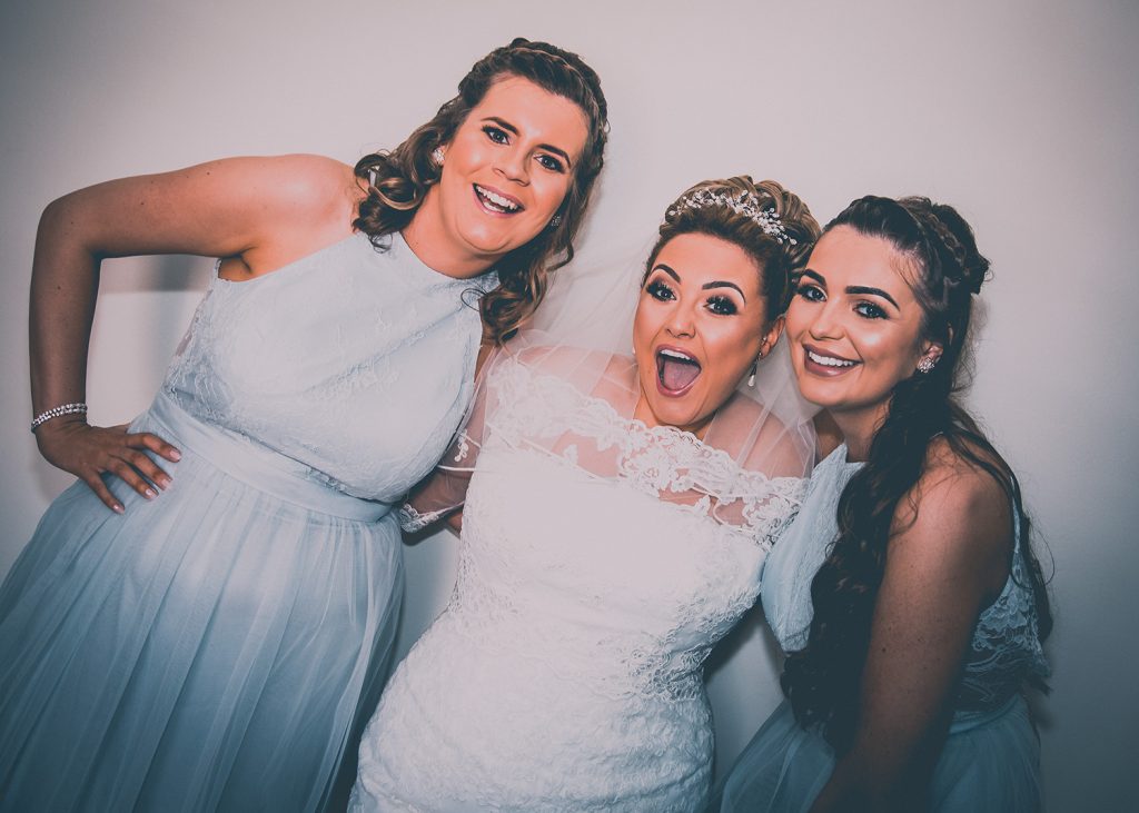 bride having a laugh with her bridesmaids at a South Shields Wedding