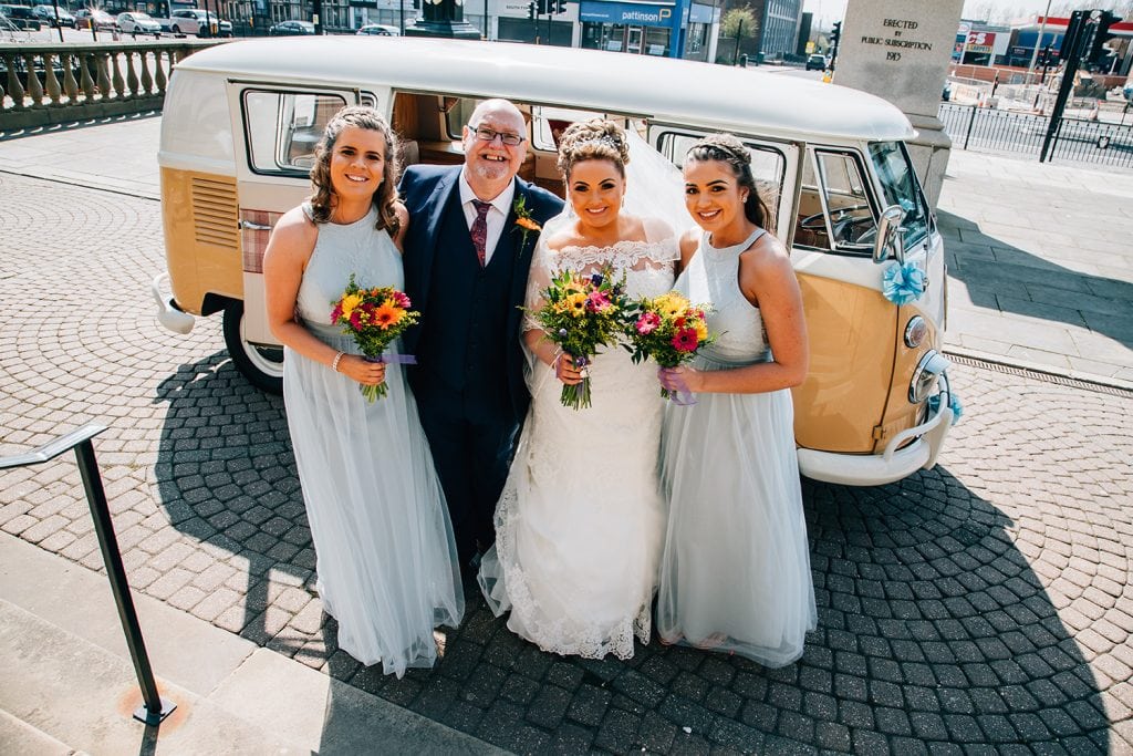 The Bride, her dad & bridesmaids at South Shields Town Hall