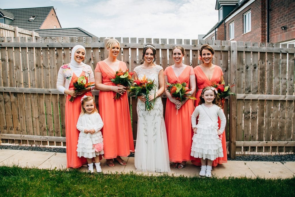 Mary with her bridesmaids in Ashington