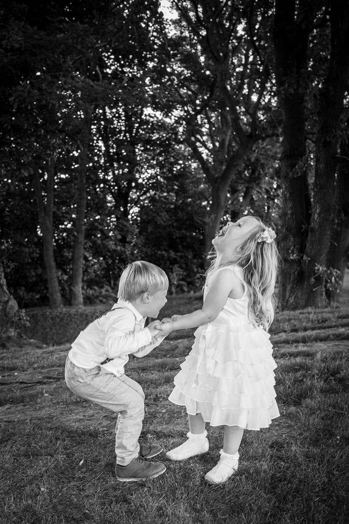 Page boy & Flower girl laughing at Beamish Park Hotel