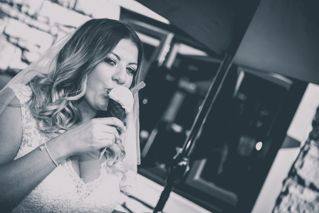 Bride enjoying an ice cream