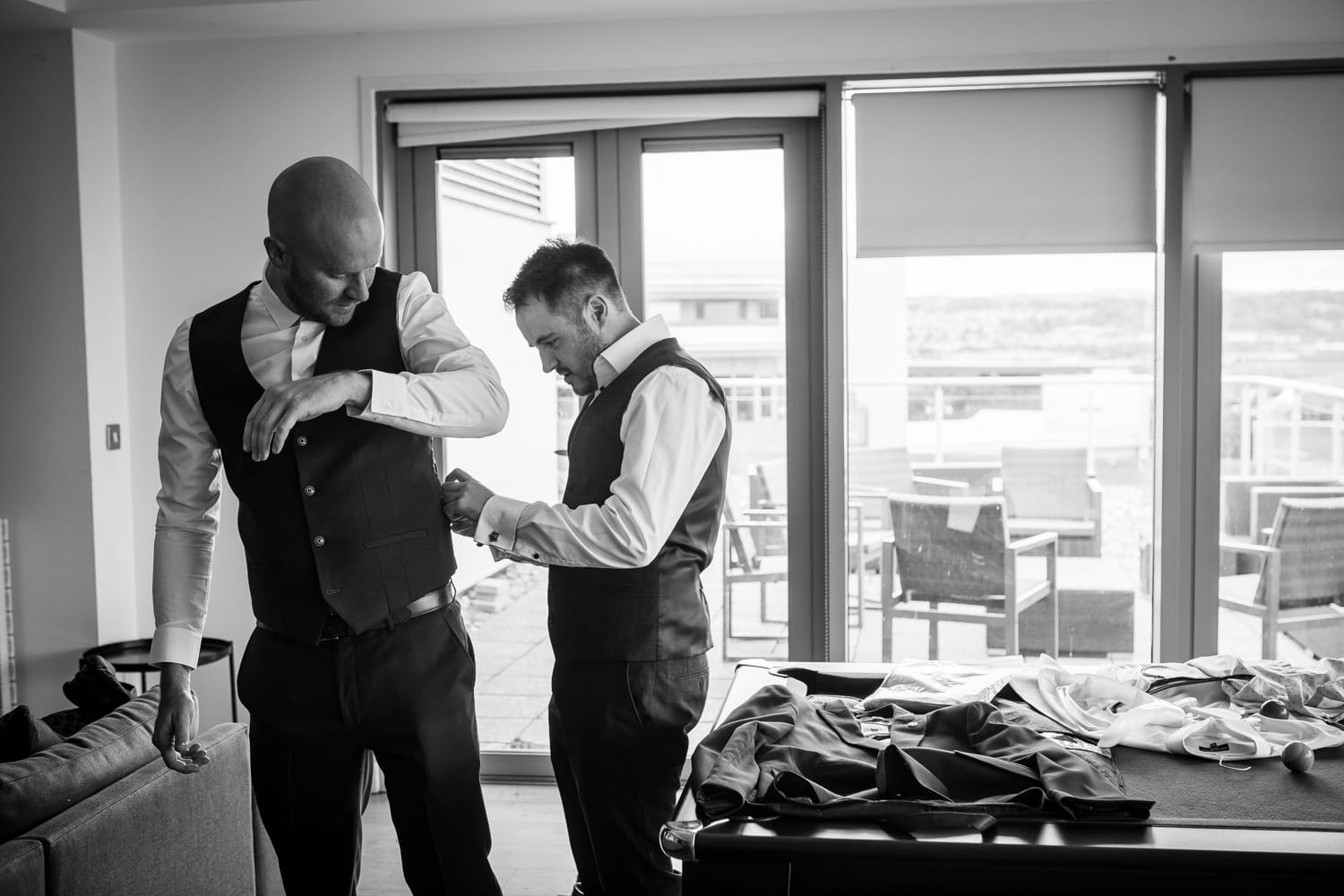 Groomsmen Helping groom get ready at Central Loft, Newcastle