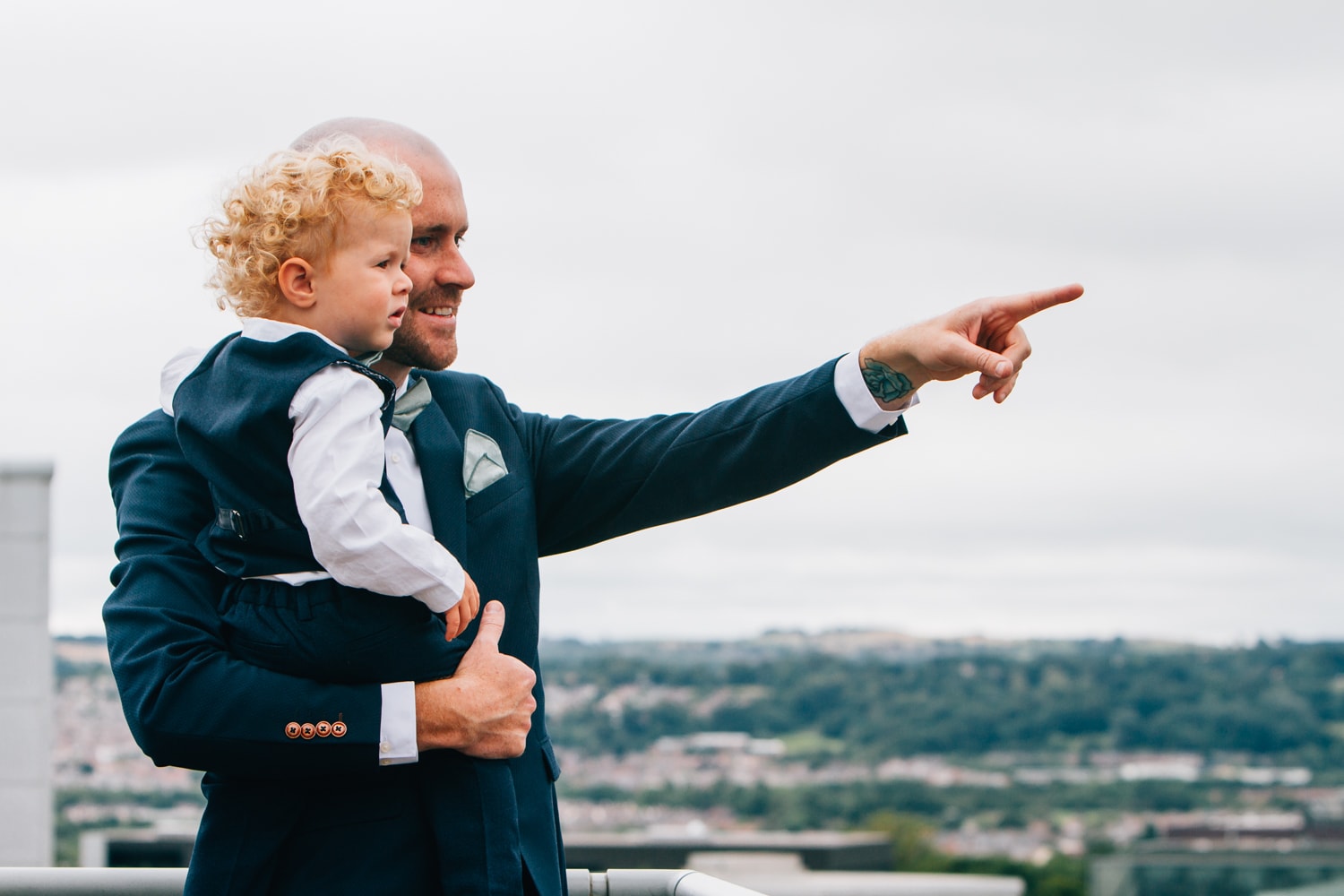 Groom showing son Newcastle Skyline at Central Loft