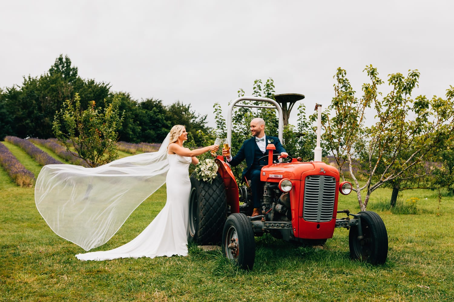 Bride & Groom on the Tractors